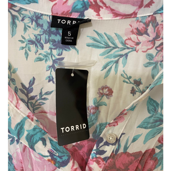 NWT Torrid Women's Shirt Babydoll Button flowy hi-low floral sleeveless size 5X - Picture 5 of 8